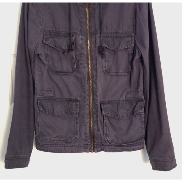 Vtg Aeropostale Jacket S/P Gray Cargo Hooded Zip Utility Bella Swan Preppy Y2K - Picture 3 of 9